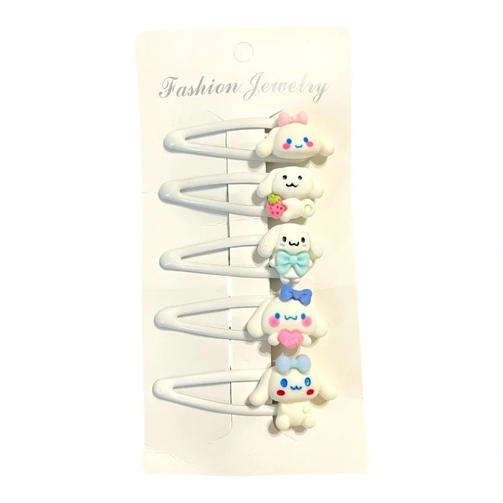 Cute Kawaii White Hair Clips Set (4 Clips) - Cinnamoroll-Inspired